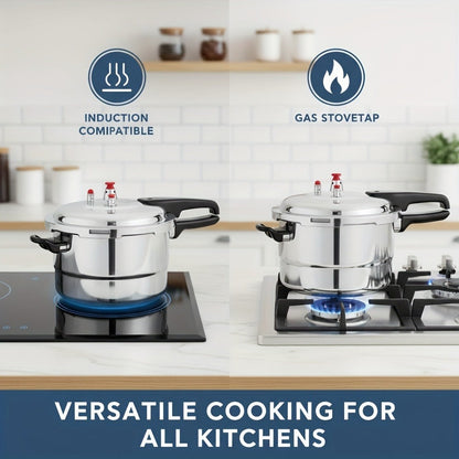 Aluminum Pressure Cooker Stovetop - 4.5Qt & 8Qt with Exhaust Valve & Multiple Safety Protections