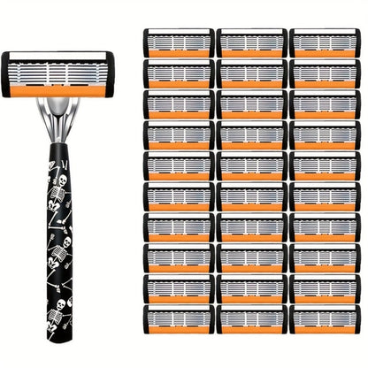 Safety Razor for Men 7-Layer Progressive Blades – Non-Slip Stainless Steel Handle Classic Double Edge Razor for Beard & Mustache Grooming