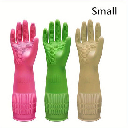 Premium Cleaning Gloves 3 Pair Slip-Resistant Kitchen Dishwashing Laundry Gloves Reusable for Home Cooking, Dining and Outdoor Meals
