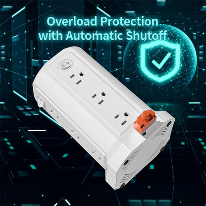 PD18W USB-C Power Strip Tower 21-in-1, 16 AC Outlets & 5 USB Ports, 1500J Surge Protector, Angled Flat Plug