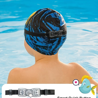 Three-Pair Swimming Goggles Set with 6.1-Inch Frames, Adjustable Straps, Earplugs and Nose Clips in Models A, B or C