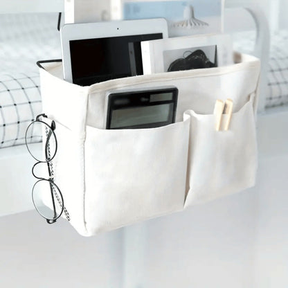 Bedside Hanging Organizer 2Pack Bed Rail Storage Bag - Bunk Bed Dorm Hospital Caddy for Books for Entryways, Bedrooms and Living Spaces