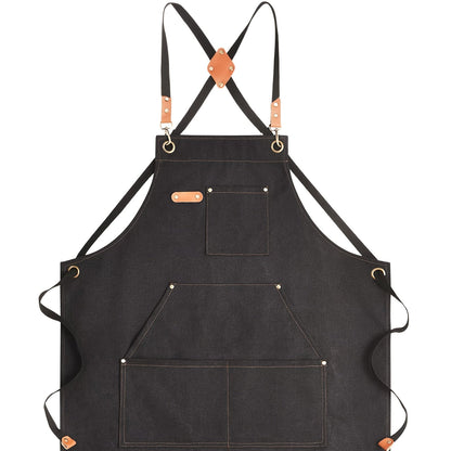 Chef Apron Crossback Canvas Work Apron with Extra Large Pockets for Men Women – Professional Kitchen Cooking BBQ Gardening Workshop Bib