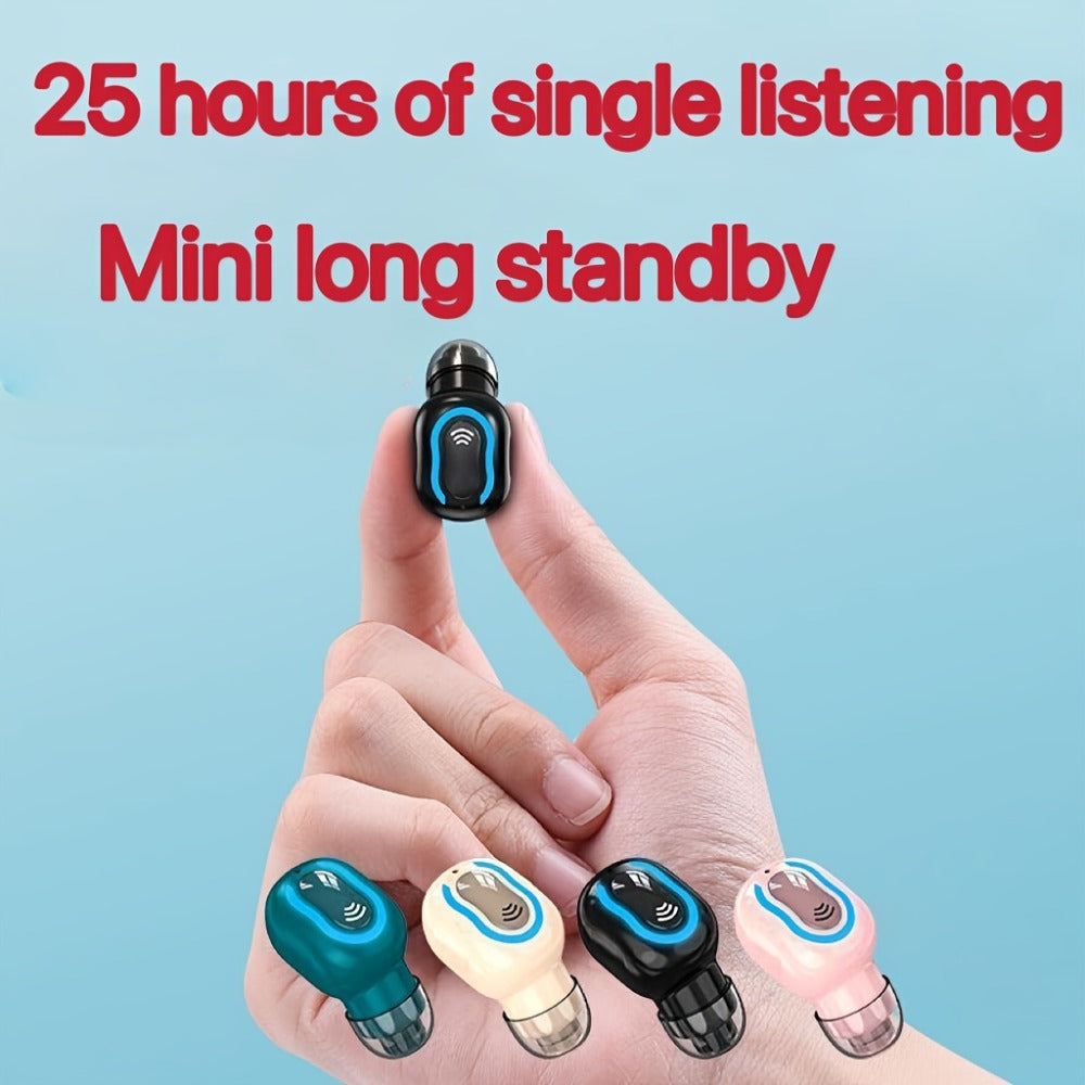 Mini Invisible Wireless Earphone Long Standby Condenser Microphone In-Ear Sport for Bedside Audio, Alarms and Room Entertainment