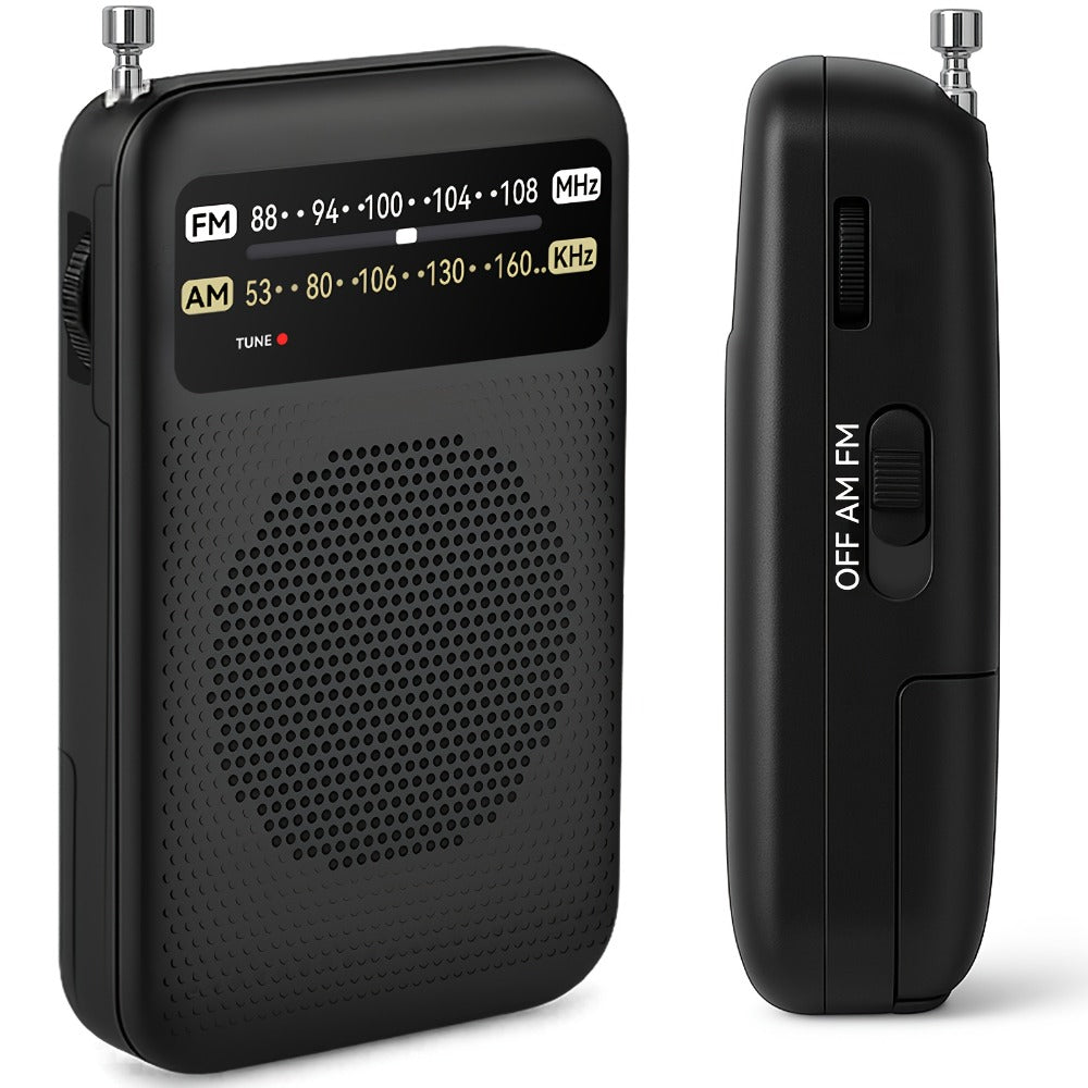 Pocket AM/FM Radio with 2-AA Battery Power, Headphone Jack and Single or Two-Piece Color Options