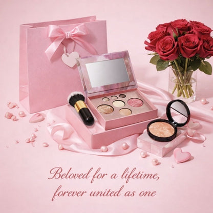 All-in-One Baked Makeup Palette Set 3pcs for Women, 7-Color Face Powder Blush Eyeshadow Trio & Concealer Brush
