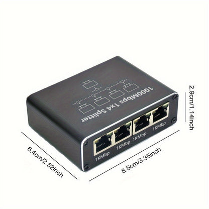 4-Port Ethernet Splitter USB Powered - 1 to 4 RJ45 Network Hub Adapter, Connect 4 Devices Simultaneously