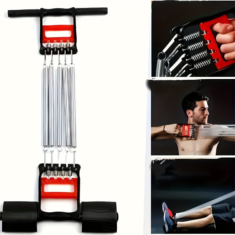 Resistance Band Foot Pedal Puller Multifunctional Stainless Steel Chest Expander Adjustable Tension Arm Shoulder Muscle Trainer for Home Gym