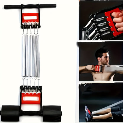 Resistance Band Foot Pedal Puller Multifunctional Stainless Steel Chest Expander Adjustable Tension Arm Shoulder Muscle Trainer for Home Gym
