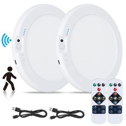 LED Ceiling Light, Wireless Motion Sensor 2 Pack 5500mAh Rechargeable, Remote Control, 3 Brightness Modes