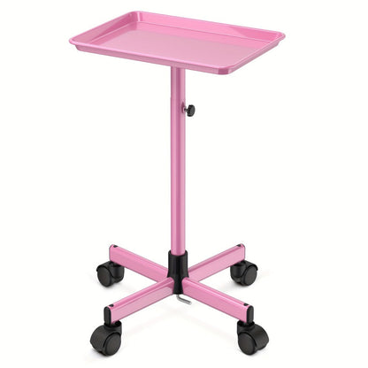 6-Color Premium Aluminum Salon Rolling Tray on Wheels – Adjustable Height Hairdresser Cart, Tattoo Tray, Spa Service Trolley for Nail Tech