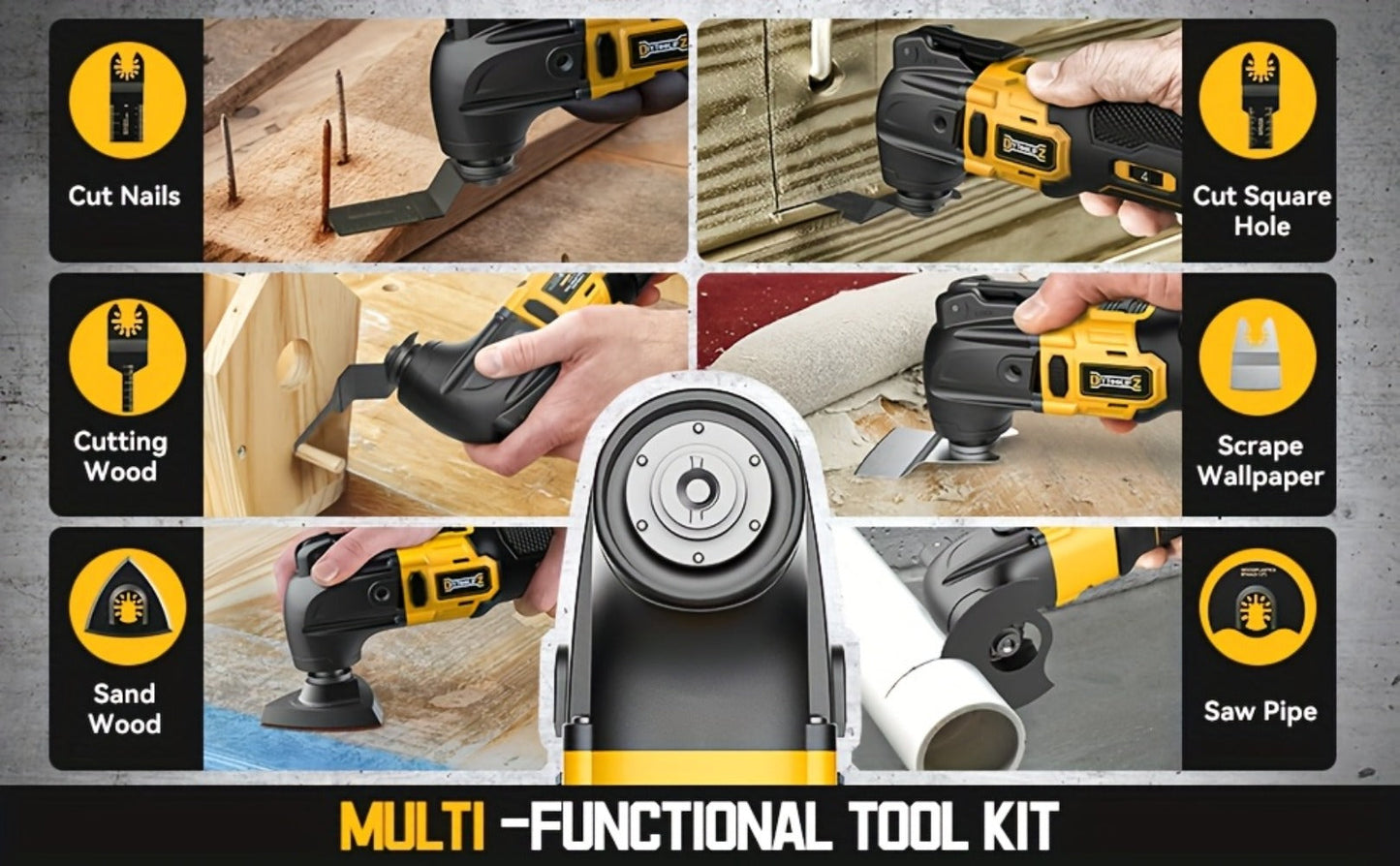 Oscillating Multi Tool Brushless Cordless Compatible with DeWalt 20V / 18V Battery, 21000 OPM Variable Speed