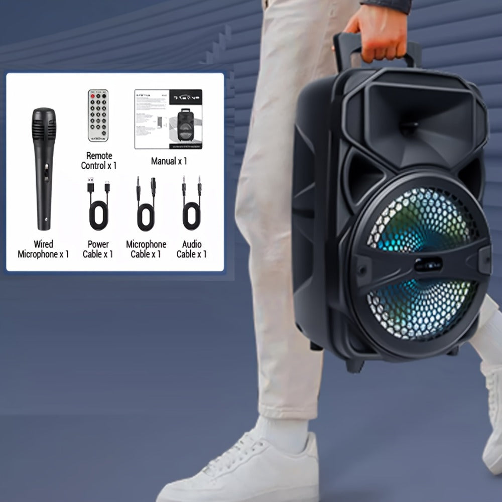8-Inch Subwoofer Party Speaker 1000W Portable Rechargeable Wireless Bluetooth | Heavy Bass, FM Radio, LED Lights, Remote Control