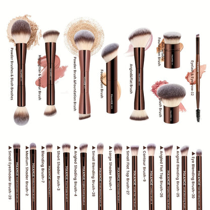 Makeup Brush Set, 20-Piece Aluminum Tube Handle Collection with Face, Eye and Kabuki Brushes plus Storage Bag