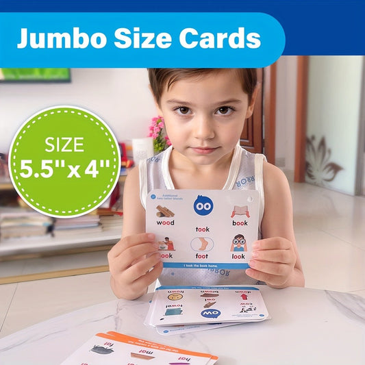 Phonics Flash Cards for Kids 76 Cards 24 Principles, CVC Digraphs Consonant Blends Long Vowels