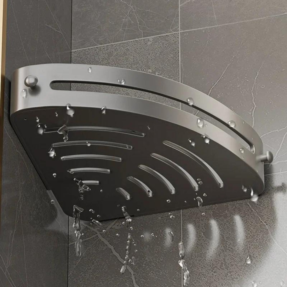 Corner Shower Shelf 2-Layer Nail-Free Bathroom Caddy, No Drill Plastic Shampoo Holder & Organizer for Shower