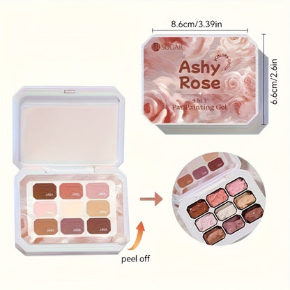 Gel Nail Polish 4-in-1 Nine-Color Palette for Ombre, Stamping, Painting and Powder Nail Art