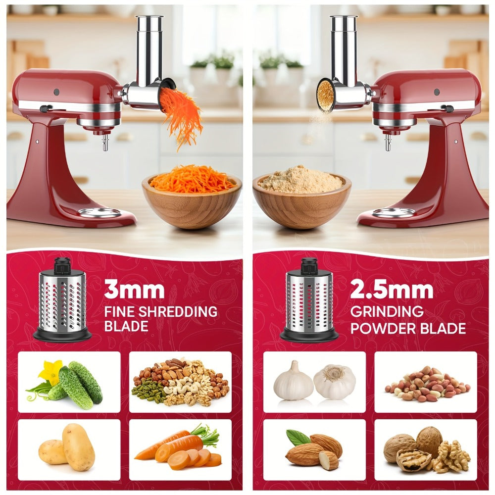 Stainless Steel Slicer Shredder Attachment for Stand Mixers with 4 Blades for Entryways, Bedrooms and Living Spaces