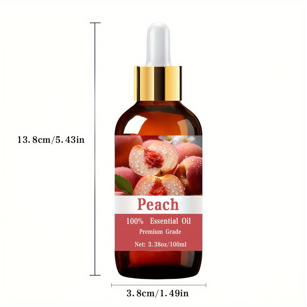 Peach Essential Oil 100ml Pure Care Grade Sweet Fruity – Aromatherapy Body Oil for Skin Moisturizing, Hair Care, Nail Care