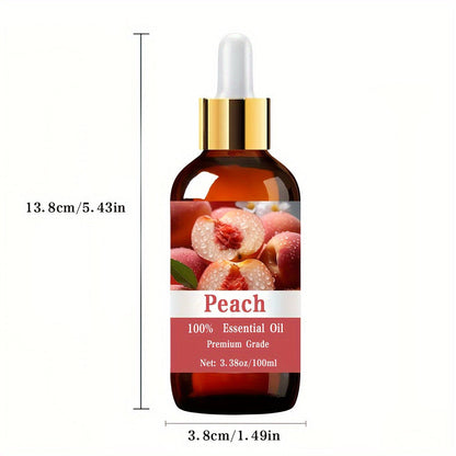 Peach Essential Oil 100ml Pure Care Grade Sweet Fruity – Aromatherapy Body Oil for Skin Moisturizing, Hair Care, Nail Care