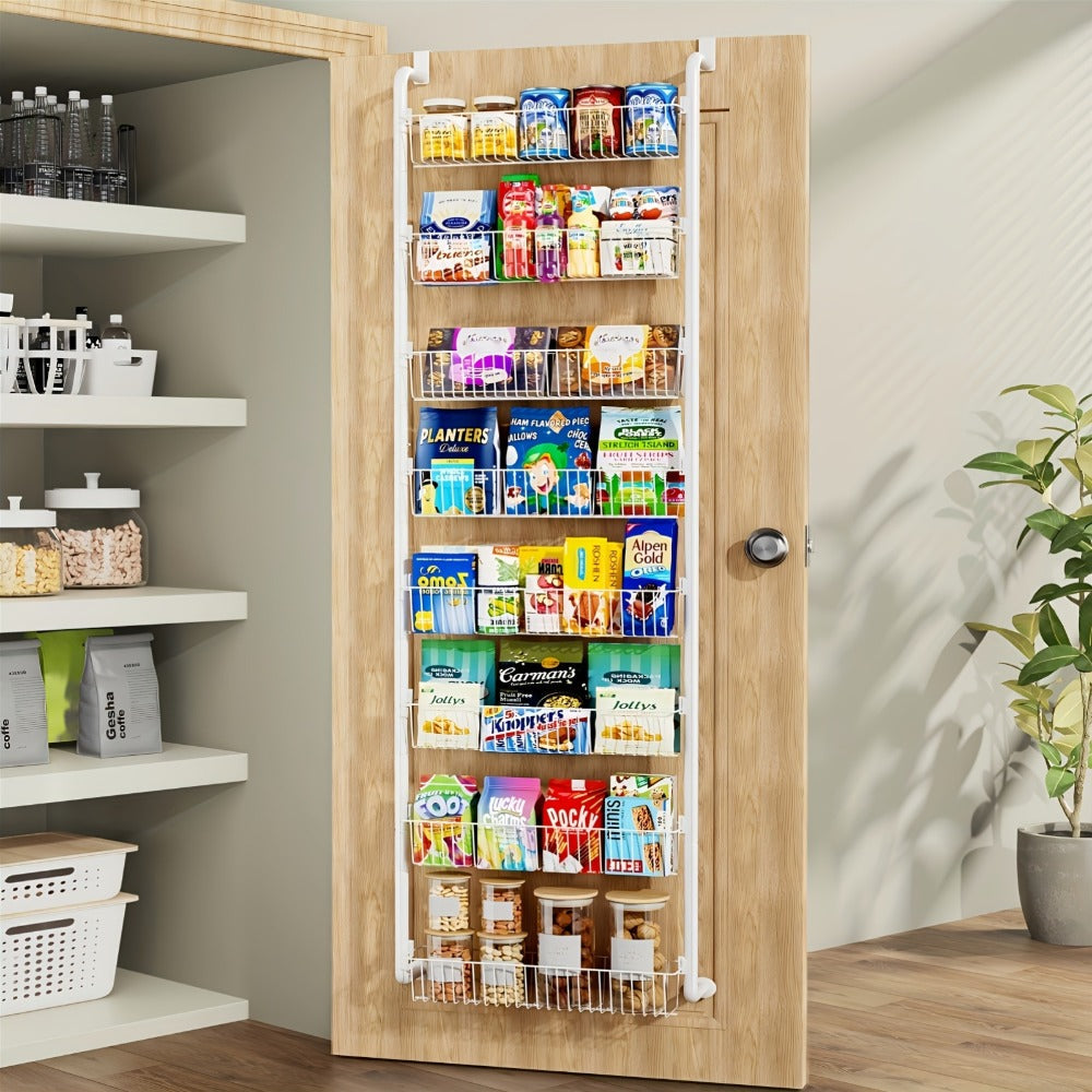 Over The Door Organizer – Multi-Layer Pantry Storage Rack for Kitchen Bathroom Laundry Room, Space Saving Door Hanging Shelf
