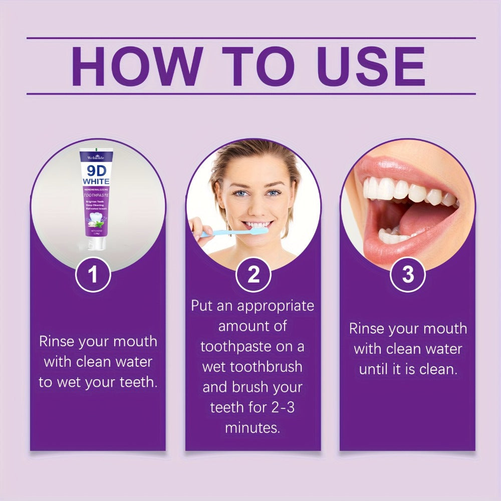Two-Pack 100g Purple Mint Toothpaste with Hydroxyapatite and Niacinamide Listed on Ingredient Panel