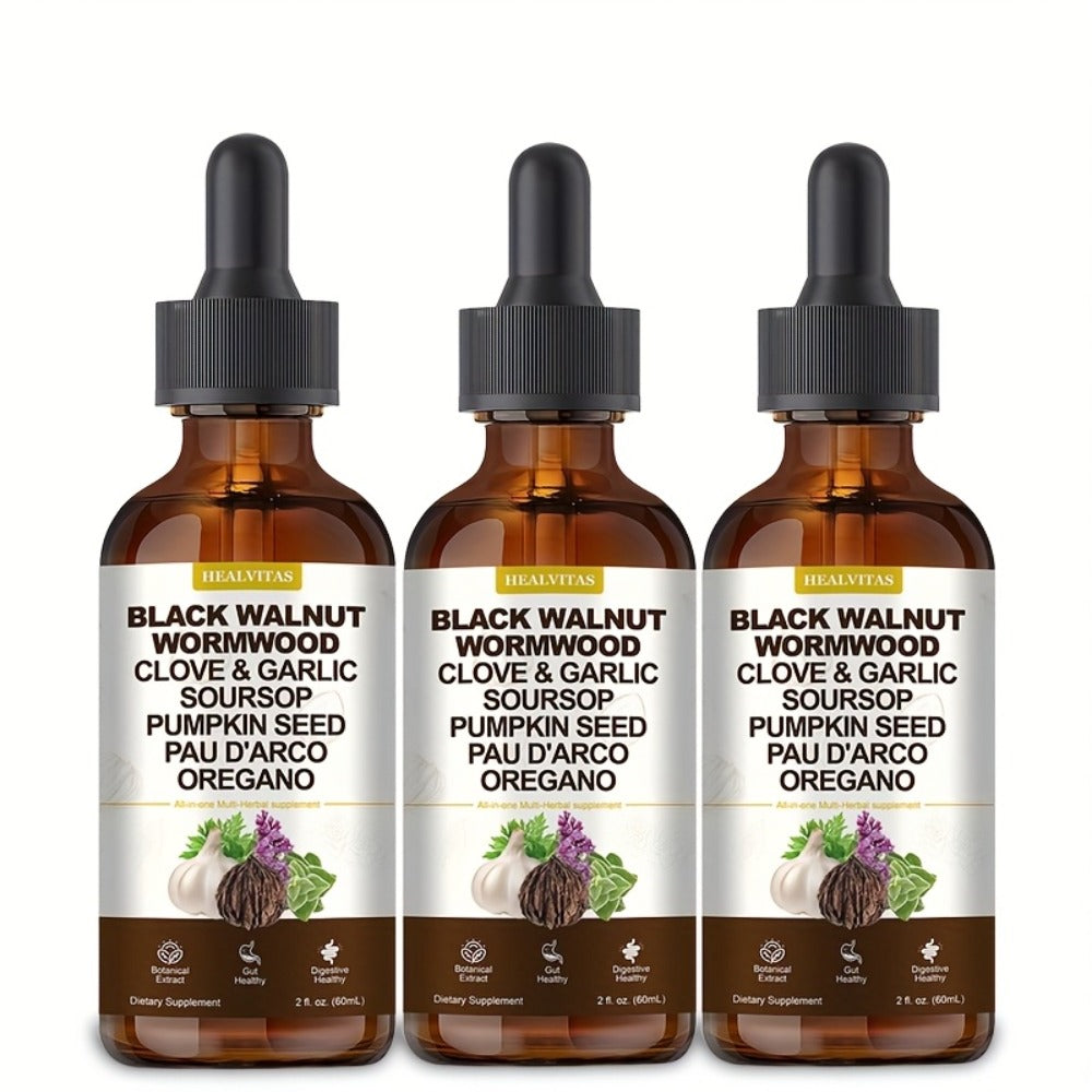 Black Walnut Wormwood Tincture 2 fl oz, Gut Health & Colon Cleanse Herbal Drops with Soursop, Oregano