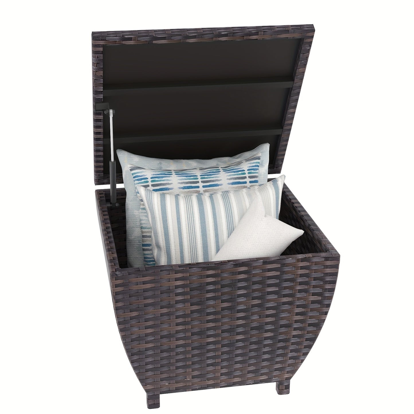 PE Wicker-Look Outdoor Storage Side Table with Flip-Top Lid and Brown, Gray or Black Options