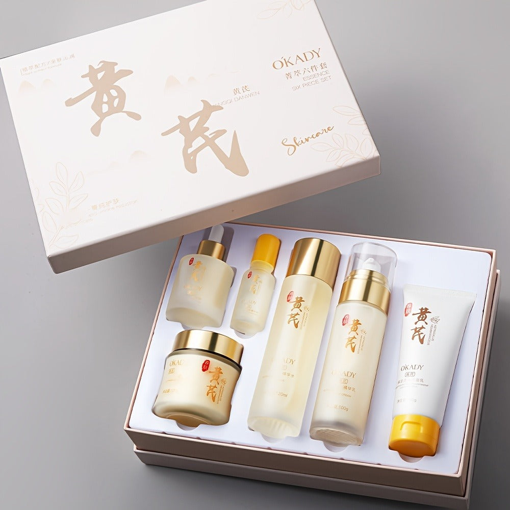 Astragalus Skincare Set 6pcs Antioxidant, Face Cream Essence Cleanser Toner Eye Cream Sleep Mask
