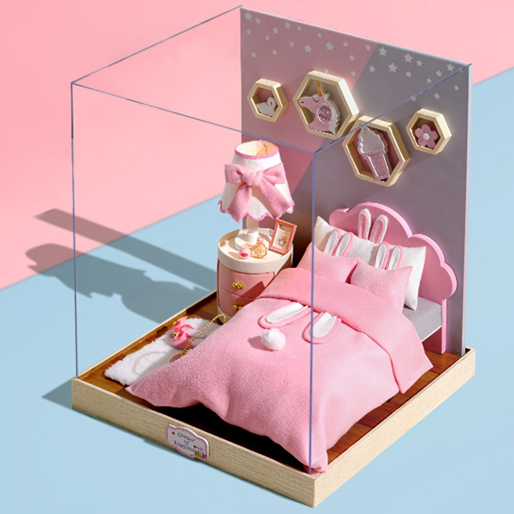 DIY Miniature Dollhouse Kit with Dust Cover Small, Mini House Model No Glue with the Listed Color, Size or Set Options for Everyday Use