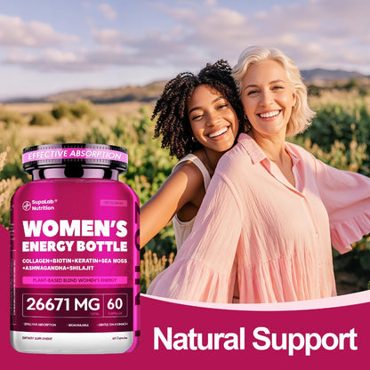 Sea Moss & Ashwagandha Women's Energy Supplement 20-in-1 with Shilajit - Hormonal Balance, Focus