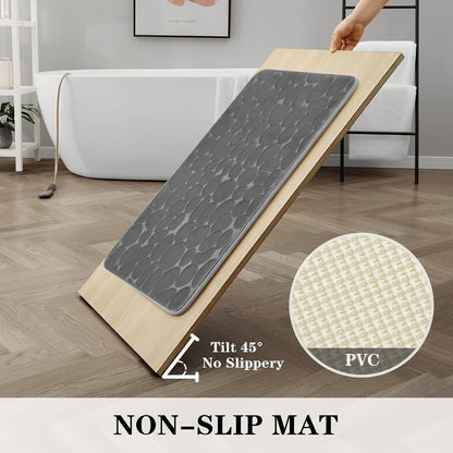 Memory Foam Bathroom Rug Set 5pcs – Non-Slip Absorbent Bath Mat Set for Sink Bathtub Shower Toilet, Machine Washable, Soft Plush Floor Mats