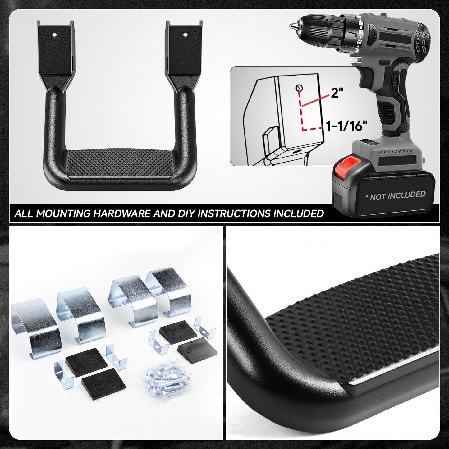 Aluminum Side Step Pad for Truck SUV – Universal Fit, 350 lbs Capacity, Non-Slip, Fits Chevy GMC Ford Dodge Ram Toyota Nissan Pickup
