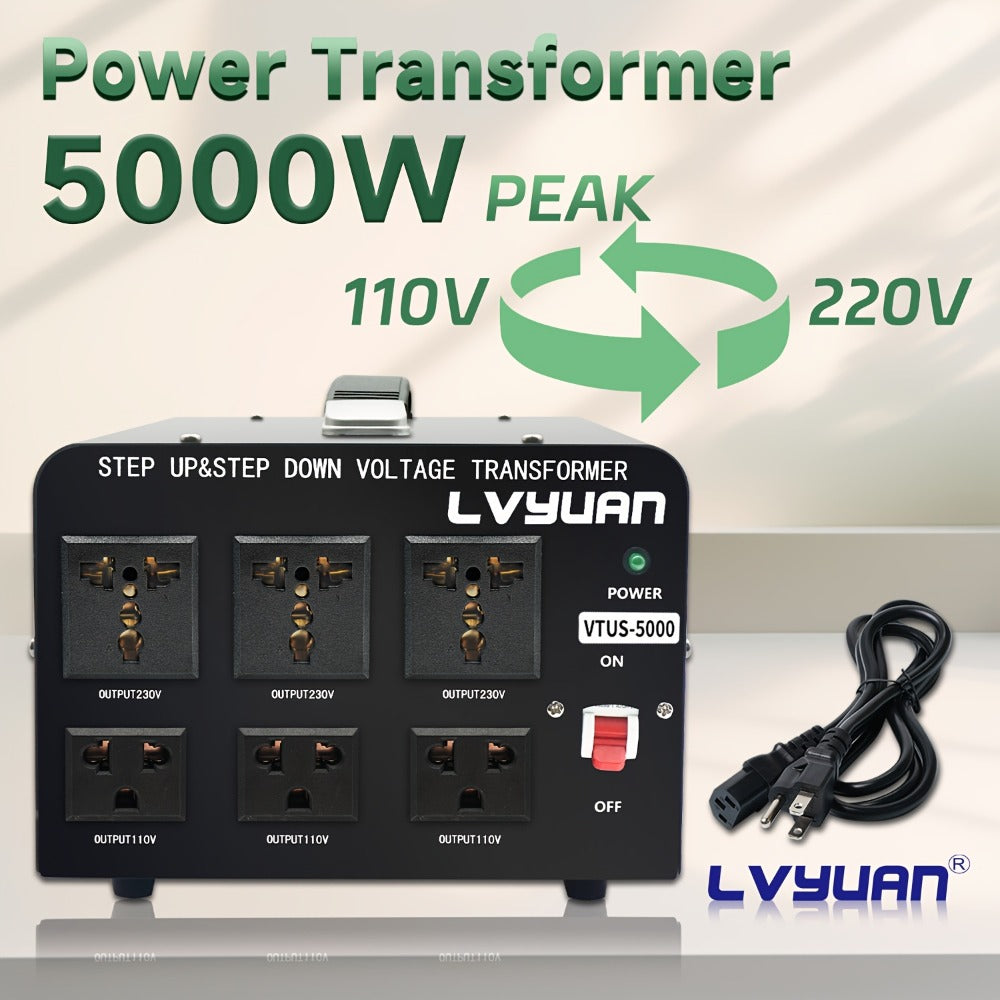 Voltage Converter Transformer 800W Continuous 5000W Peak - Step Up Step Down 110V to 220V, Aluminum Alloy Housing