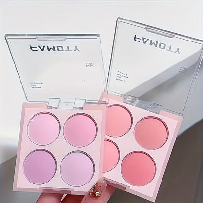 Blush Palette with Brushes Set 4-in-1 – Low Saturation Matte Powder Soft Gradient Finish, Buildable Coverage for Cheeks & Eyes