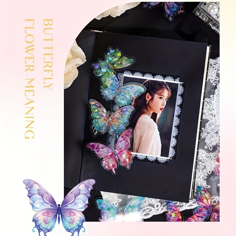 3D Butterfly Stickers 120pcs Holographic Glitter Resin Clear Aesthetic Decal Pack for an Everyday Personal Care Routine