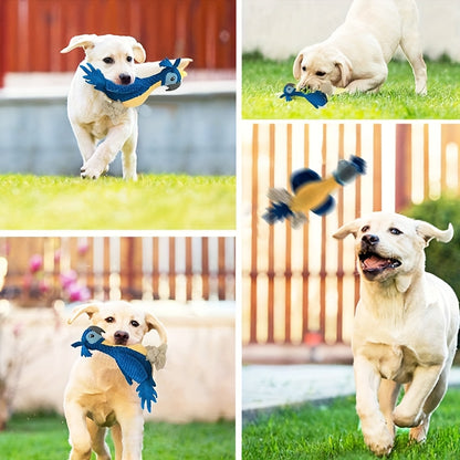 Squeaky Dog Toy Plush Parrot with Rope Interactive Chew Toy Soft Durable Stuffed Animal for Teething Puppies Small Medium Large Dogs