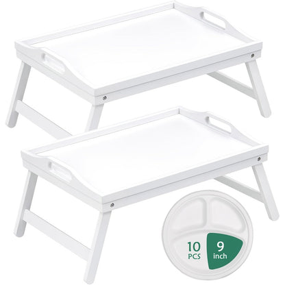Bamboo Bed Tray Table with Foldable Legs & Handles, Breakfast Tray for Eating, Working & Snacking in Bed