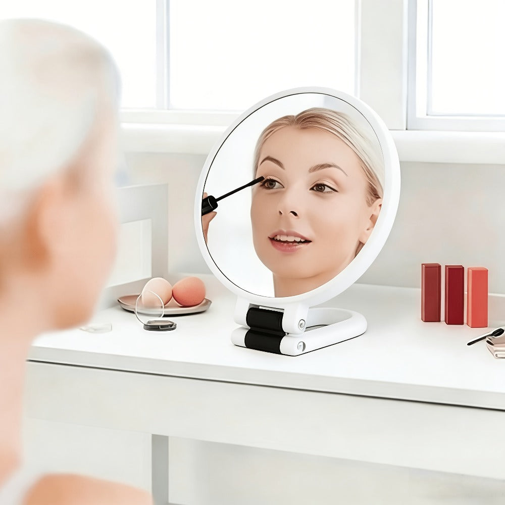 Handheld Magnifying Mirror 85X High Magnification for Makeup – 360° Adjustable Handle, Dual Sided 1X 80X, Colorful Border Compact Portable