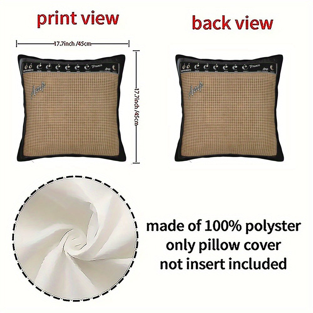 Throw Pillow Cover Guitar Amplifier Music Themed Decorative Cushion Case 18x18 Inch Zipper for Entryways, Bedrooms and Living Spaces