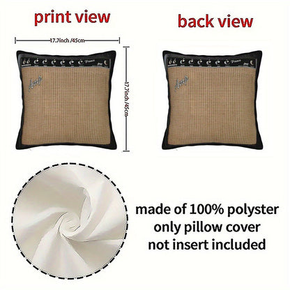 Throw Pillow Cover Guitar Amplifier Music Themed Decorative Cushion Case 18x18 Inch Zipper for Entryways, Bedrooms and Living Spaces