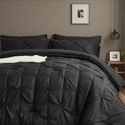 Comforter Set Luxurious Pleated 5/7pcs Bed in a Bag, Plush Fiber Fill, Year-Round Warmth - Quilted Comforter