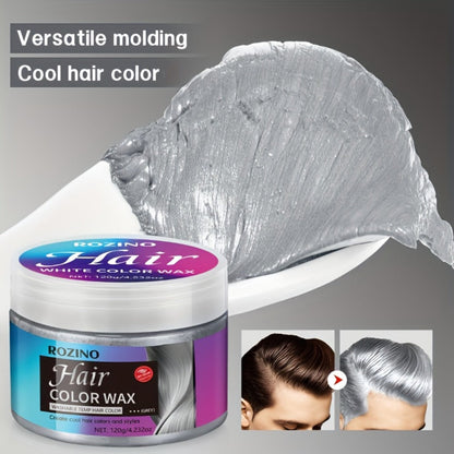ROZINO Grey Hair Color Wax 3-in-1 Color Style & Fix – Vitamins & Protein Formula, Hides Grey Instantly, Natural Volume, Easy Wash