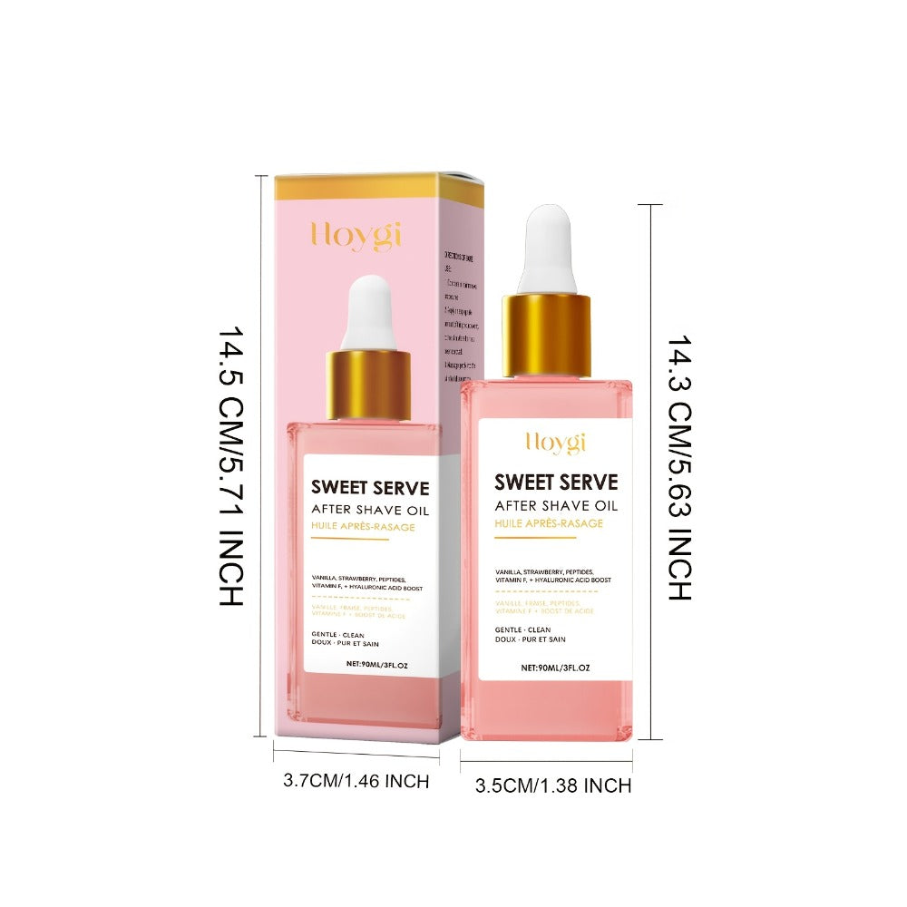 Post-Shave Hair Removal Oil for Women, Strawberry Scent, Hyaluronic Acid & Linolenic Acid, Skin Softener