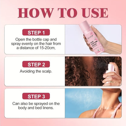 Argan Hair Oil & Rose Scented Spray Set for Women | Moroccan Penetrating Treatment Smooths Frizz Moisturizes Strengthens | Long-Lasting Rose