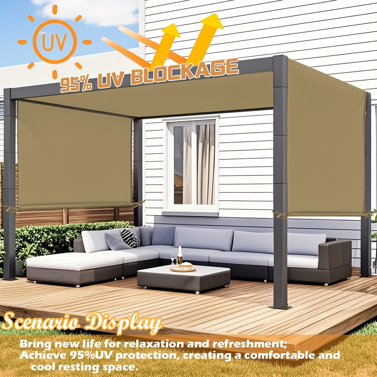 Pergola Canopy Replacement Retractable UV Block | Patio Shade Cover