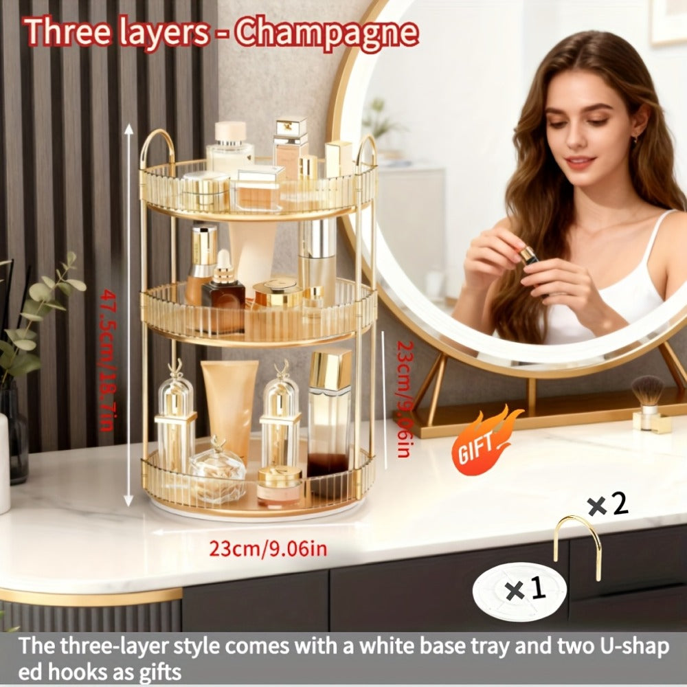360 Rotating Makeup Organizer Skincare Storage Rack – Multi-Layer Detachable Cosmetic Organizer for Perfume, Lipstick, Skincare