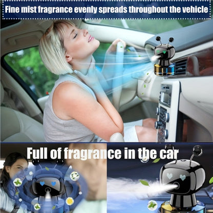 Smart Car Air Freshener Robot Shape – USB Rechargeable Auto Spray Diffuser with 4 Fragrance Levels, Start-Stop Automatic Scent Dispenser