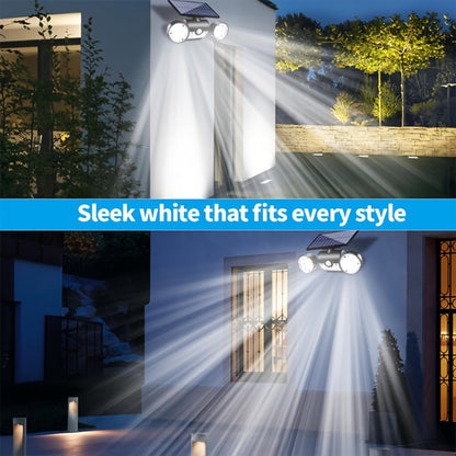 Motion Sensor Solar Security Light 30 LED Dual Head - 360° Adjustable Outdoor Wall Spotlight for Garden Garage Driveway Patio Backyard