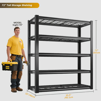Garage Storage Shelves Adjustable Metal Shelving 72", Upgrade Double Layer Column Commercial Grade Utility Rack